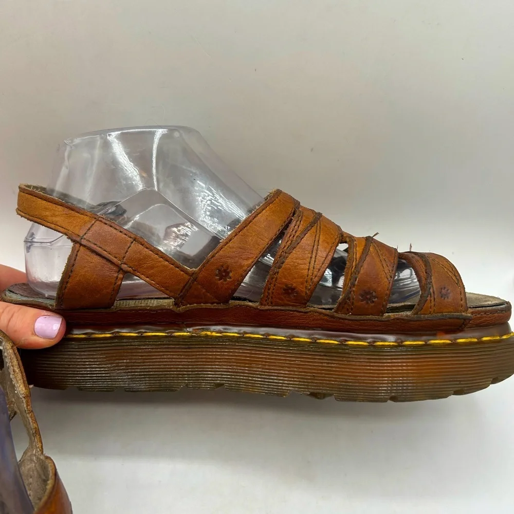 Vintage Dr. Martens Daisy Brown Leather Fisherman Sandals Chunky Women’s SZ 10 - Picture 14 of 17